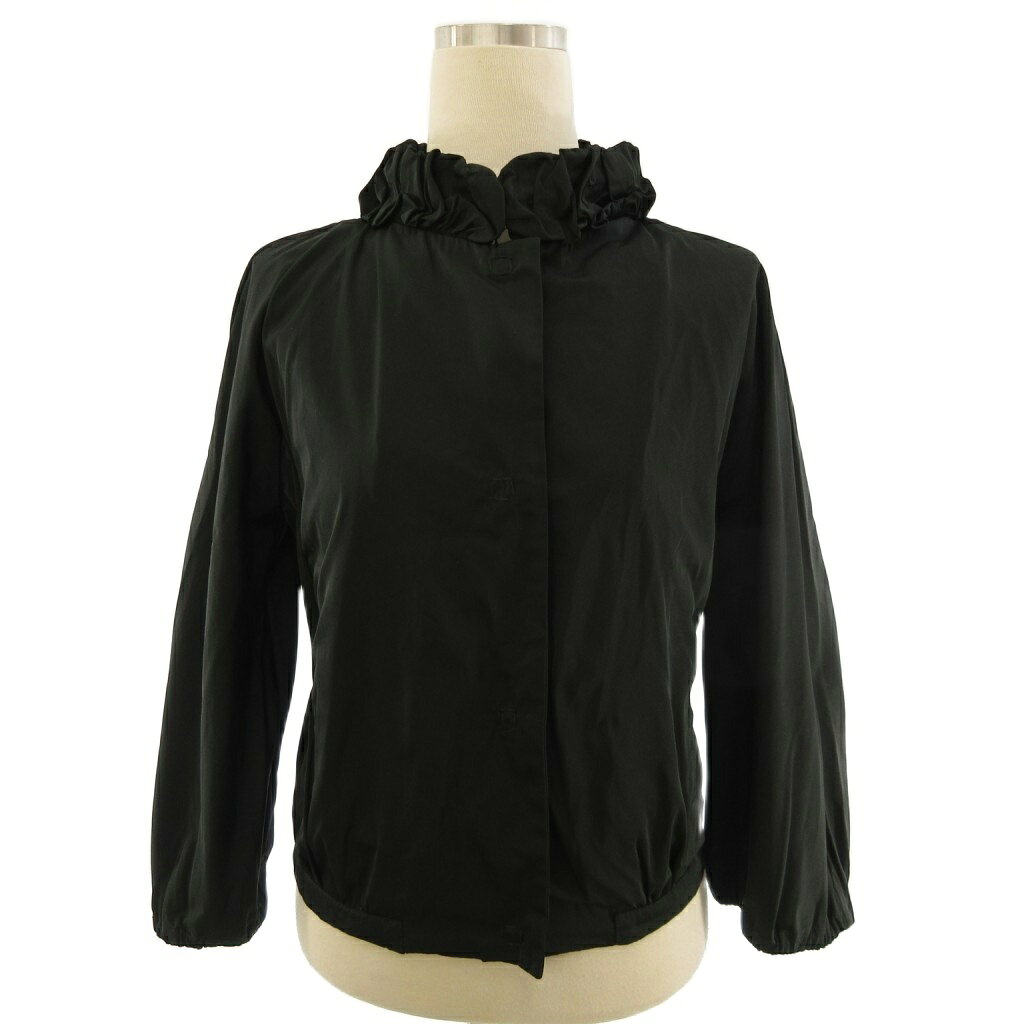 【中古】モンクレール MONCLER タフタ フリルジャケット ブルゾン 45068/00/54090 黒 0 ■GY09 レディース 【ベクトル 古着】 260729