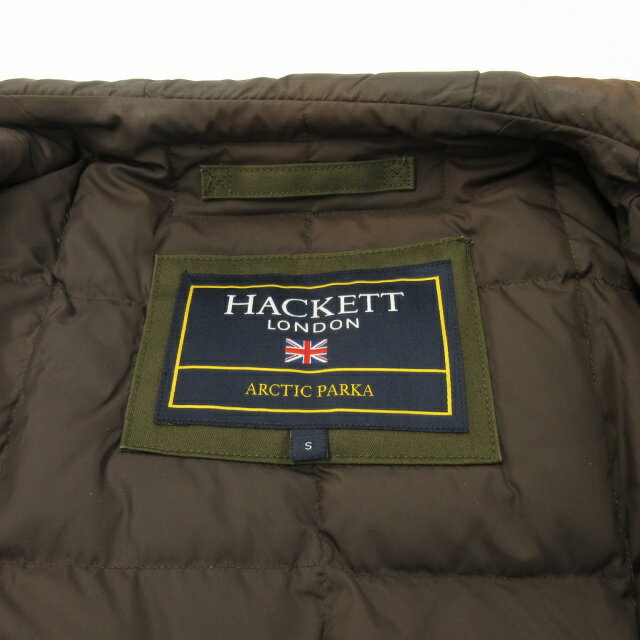 【中古】ハケットロンドン HACKETT LONDON ダウンコート ダウンジャケット ミリタリー コットン フード カーキ グリーン 系 S 1203 メンズ 【ベクトル 古着】 231203