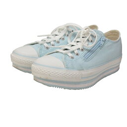 【中古】コンバース CONVERSE CHILD ALL STAR N CHUNKYLINE Z OX チャイルドオールスター チャンキーライン スニーカー 厚底 ミントブルー 水色 23cm 0118 キッズ 【ベクトル 古着】 240118