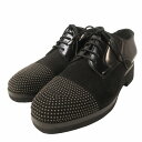 【中古】ジミーチュウ JIMMY CHOO 美品 スタッズ ドレスシューズ 切替 スエード レザー 外羽根 厚底 革靴 黒 ブラック IBO55 0917 メン...