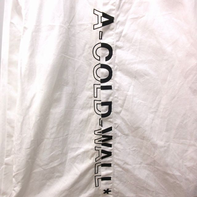 【中古】未使用品 アコールドウォール A-COLD-WALL タグ付 フロントロゴ ドレスシャツ ボタンダウン 比翼 ラバーロゴ装飾 長袖 白 ホワイト 46 約S-M IBO55 0918 メンズ 【ベクトル 古着】 240924