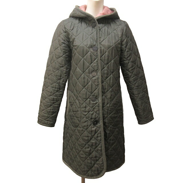 【中古】ラベンハム LAVENHAM 中綿 キルティング コート ジャケット ロング グレー系 38 約M 1025 レディース 【ベクトル 古着】 241025