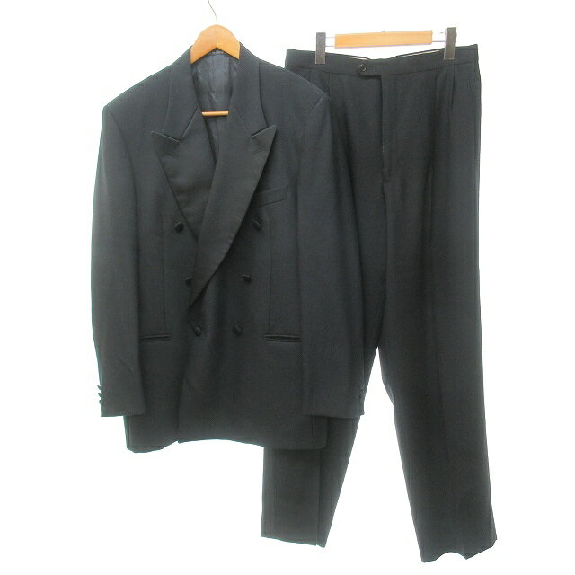 【中古】ヴァレンティノ ヴァレンチノ VALENTINO ウォモ UOMO 90s ヴィンテージ タキシード スーツ セットアップ フォーマル ダブル 3B 段返り ウール 黒 ブラック Lサイズ STK 1108 メンズ 【ベクトル 古着】 241111