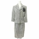 【中古】タルボット TALBOTS ツイード セットアップ スカート スーツ 薔薇 コサージュ ワンポイント 6 グレー 0602 レディース 【ベクトル 古着...