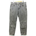 【中古】ベルシュカ Bershka SLIM FIT スキニー デニム ストレッチ ジッパーフライ ダメージ加工 色落ち加工 グレー 31 約S