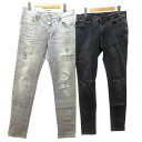 【中古】ベルシュカ Bershka スキニーデニム ジーンズ 2点セット おまとめ ストレッチ ダメージ加工 色落ち加工 グレー 黒 ブラック