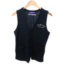 【中古】ビームスゴルフ BEAMS GOLF PURPLE LABEL 美品 ニットベスト Vネック ノースリーブ ロゴ刺? ゴルフウエア 紺 ネイビー S