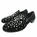 【中古】未使用品 ジュゼッペザノッティデザイン GIUSEPPE ZANOTTI DESIGN ビジュー ローファー スリッポン スエード スタッズ ベルベット...