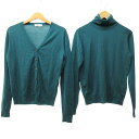 【中古】ジョンスメドレー JOHN SMEDLEY アンサンブルニット セーター タートルネック Vネック 長袖 ウール 緑 グリーン S IBO73 0619...