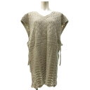 【中古】未使用品 ライト WRYHT タグ付き 22AW LACE PETTICOAT PATTERN SQUAE TOP ベスト ジレ Vネック サイドリボン オールドジョー取扱い 222WT-KN04 ベージュ系 2 約M ■BL4