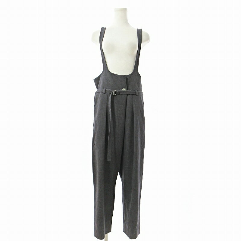 【中古】エンフォルド ENFOLD 美品 18AW サスペンダーパンツ サロペット オールインワン ストレッチ 36 グレー 3008A131-1290 0708 IBO73 レディース 【ベクトル 古着】 250708