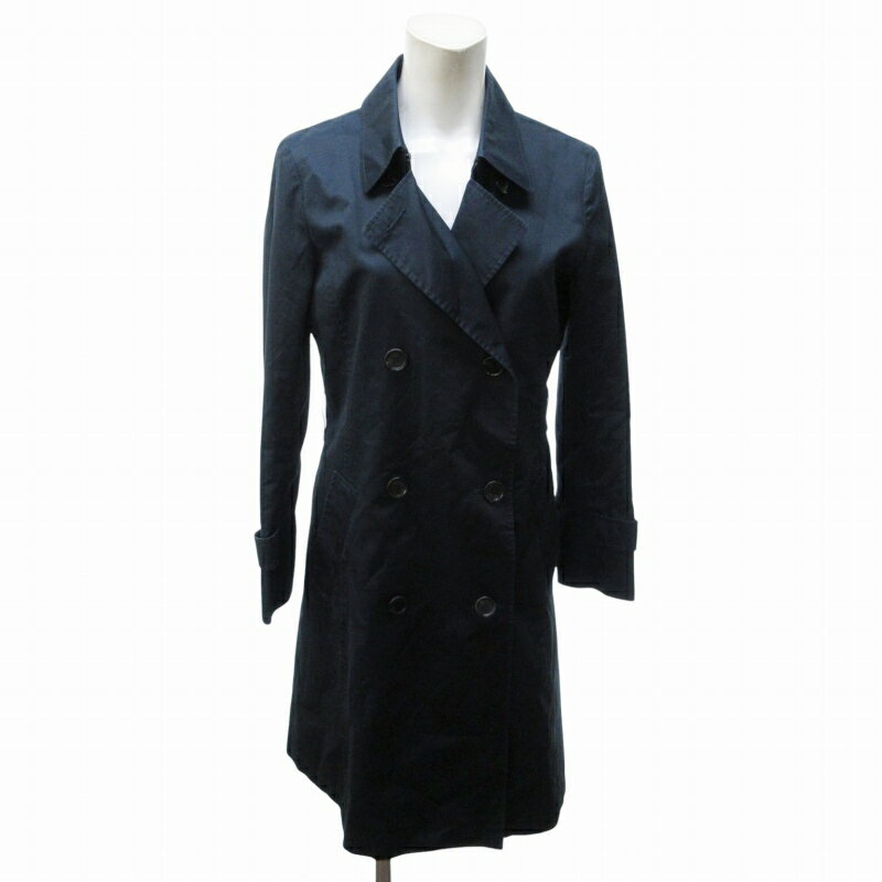 【中古】23区 オンワード樫山 トレンチコート スプリング ダブル ロング丈 36 紺 ネイビー 0726 ■MET1 レディース 【ベクトル 古着】 250726