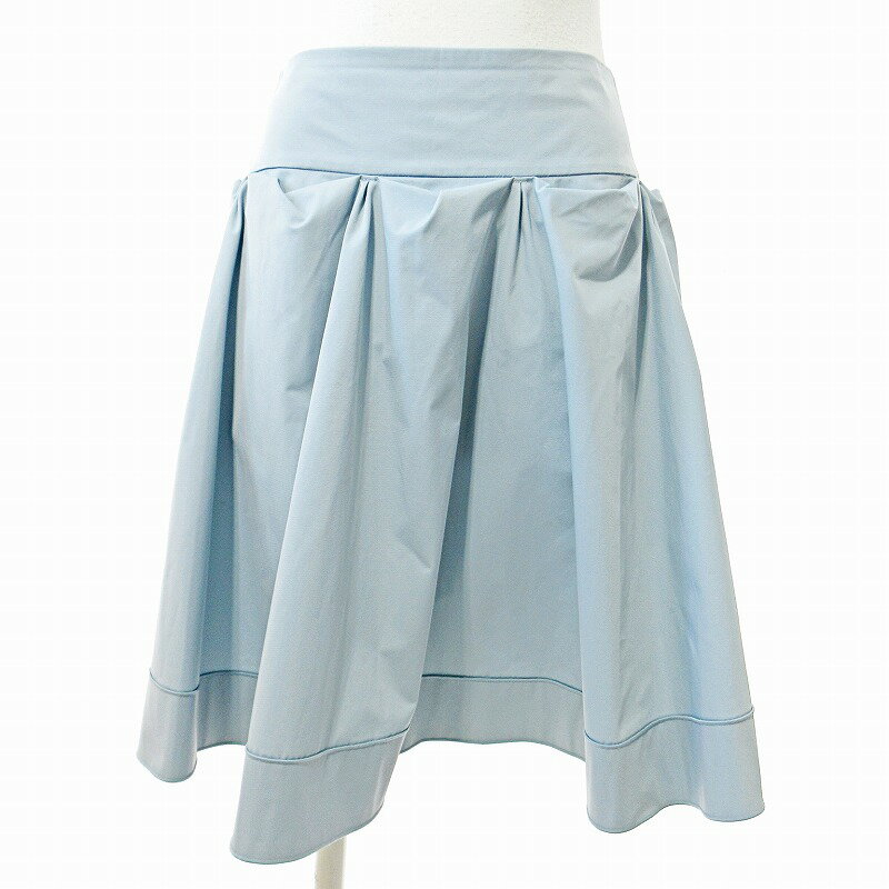 【中古】フォクシー FOXEY フレア スカート 膝丈 ドレープ 38 サックスブルー 27691 0729 IBO75 レディース 【ベクトル 古着】 250729