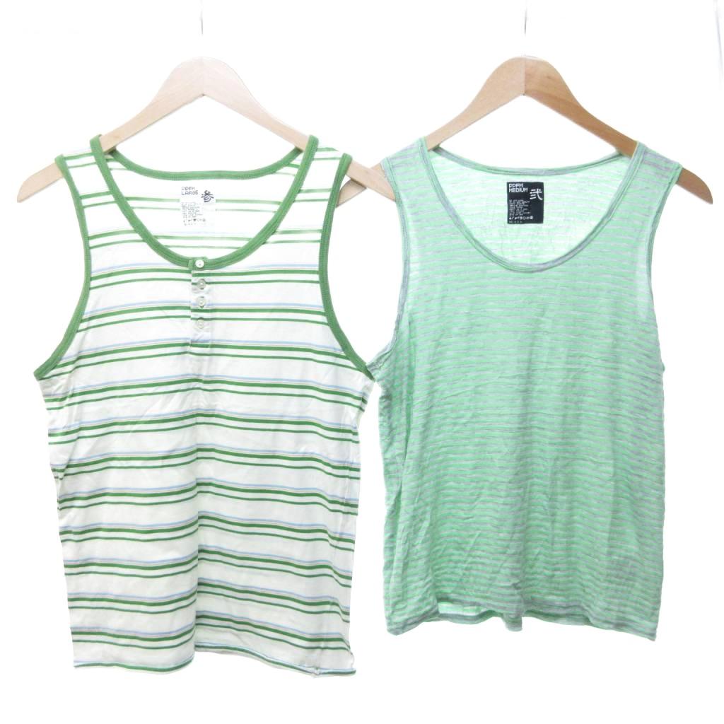 【中古】ピーピーエフエム PPFM ボーダー タンクトップ 2点セット おまとめ 緑 グリーン M L 0916 メンズ 【ベクトル 古着】 250916