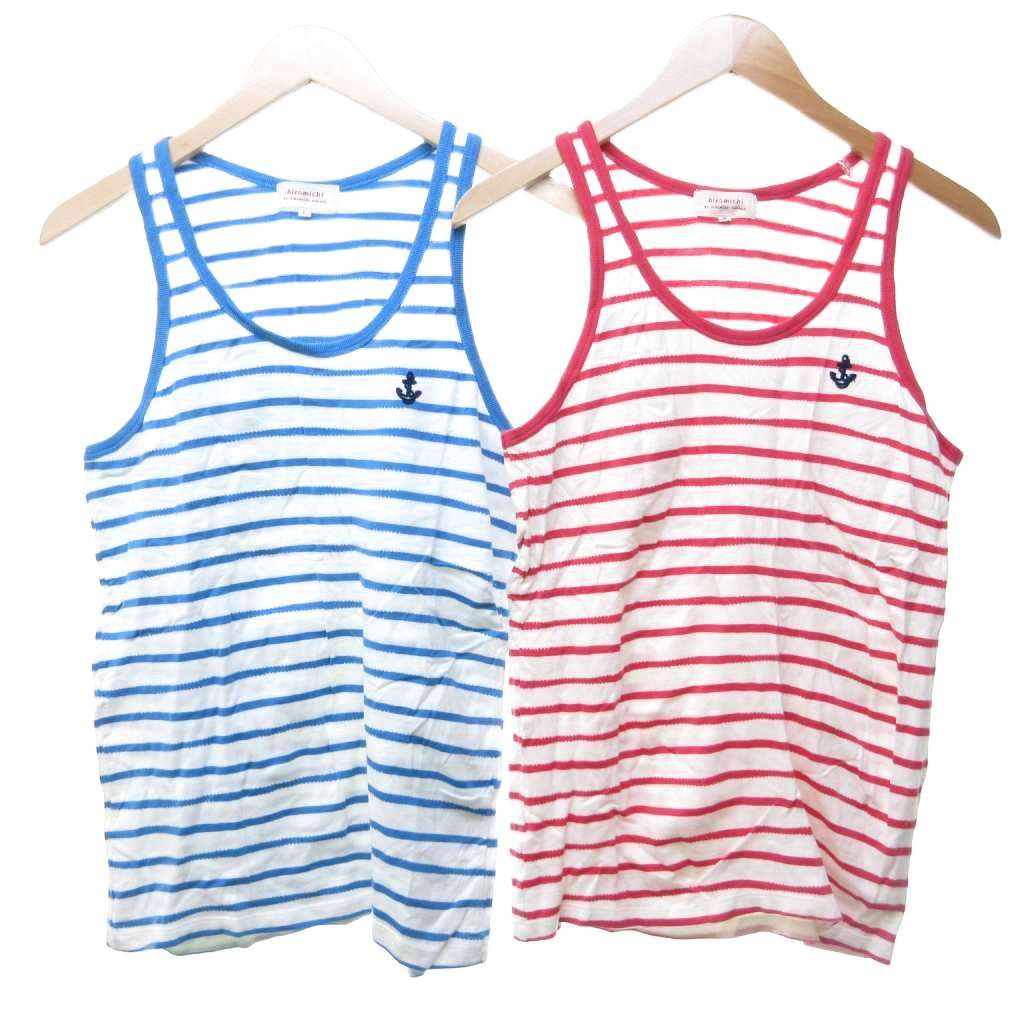 【中古】ヒロミチナカノ hiromichi nakano ボーダー タンクトップ 2点セット おまとめ 赤 レッド 青 ブルー M L 0916 メンズ 【ベク...