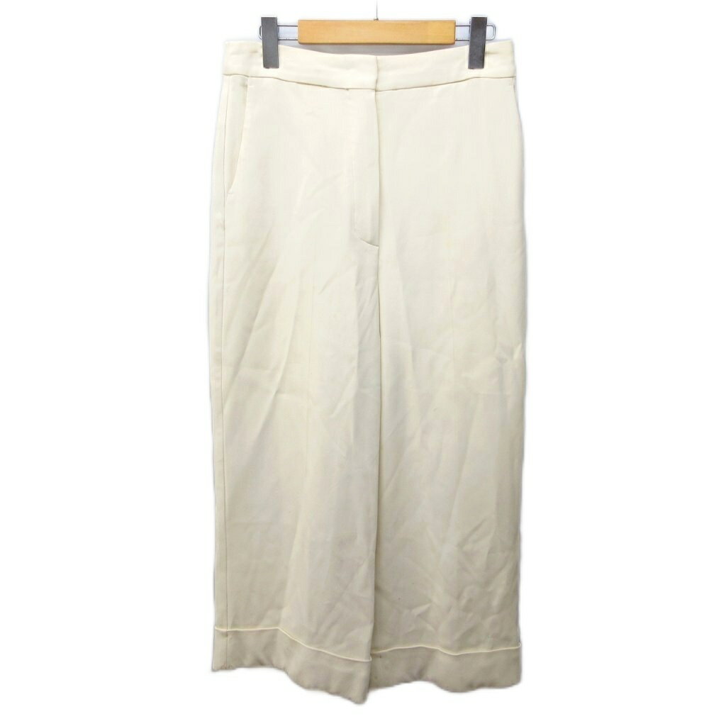【中古】スポーツマックス マックスマーラ SPORT MAX ワイドスラックス パンツ ストレッチ ハイウエスト ロールアップ 38 約S アイボリー 系 IBO81 1106 レディース 【ベクトル 古着】 251106