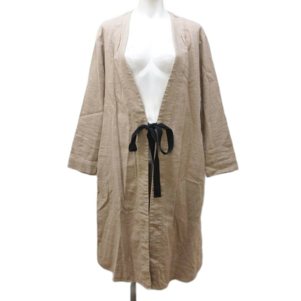 【中古】マーブルシュッド marble SUD ロングカーディガン ガウン リネン リボン オーバーサイズ ベージュ 1209 レディース 【ベクトル 古着】 251209(4.0)