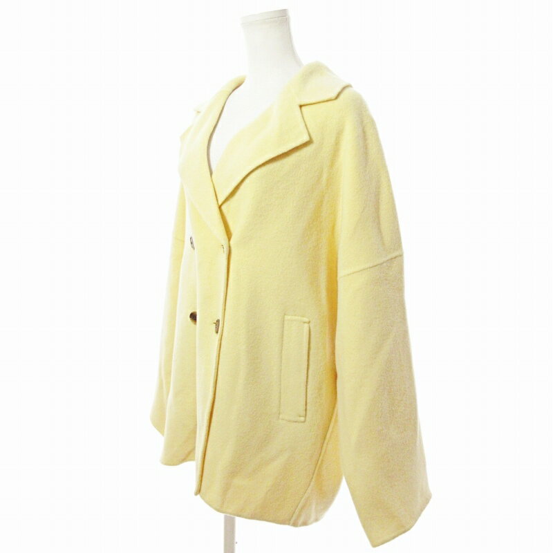 【中古】クロシェ CLOCHE PECOLAMB Premium ダブル チェスターコート ジャケット ウール 2 黄色 1010 レディース 【ベクトル 古着】 241010