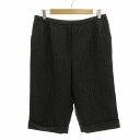 【中古】レリアン Leilian 美品 ショートパンツ ハーフパンツ ショーツ ストライプ ウール ストレッチ 13+ XL グレー /FT 1106 ■GY0...