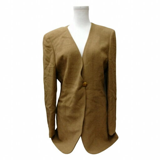 【中古】アクアスキュータム AQUASCUTUM ウール ノーカラージャケット 薄手 1B ベージュ Lサイズ相当 ■GY09 レディース 【ベクトル 古着】 250109 【中古】アクアスキュータム AQUASCUTUM ウール ノーカラージャケット 薄手 1B ベージュ Lサイズ相当 ■GY09 レディース 【ベクトル 古着】 250109