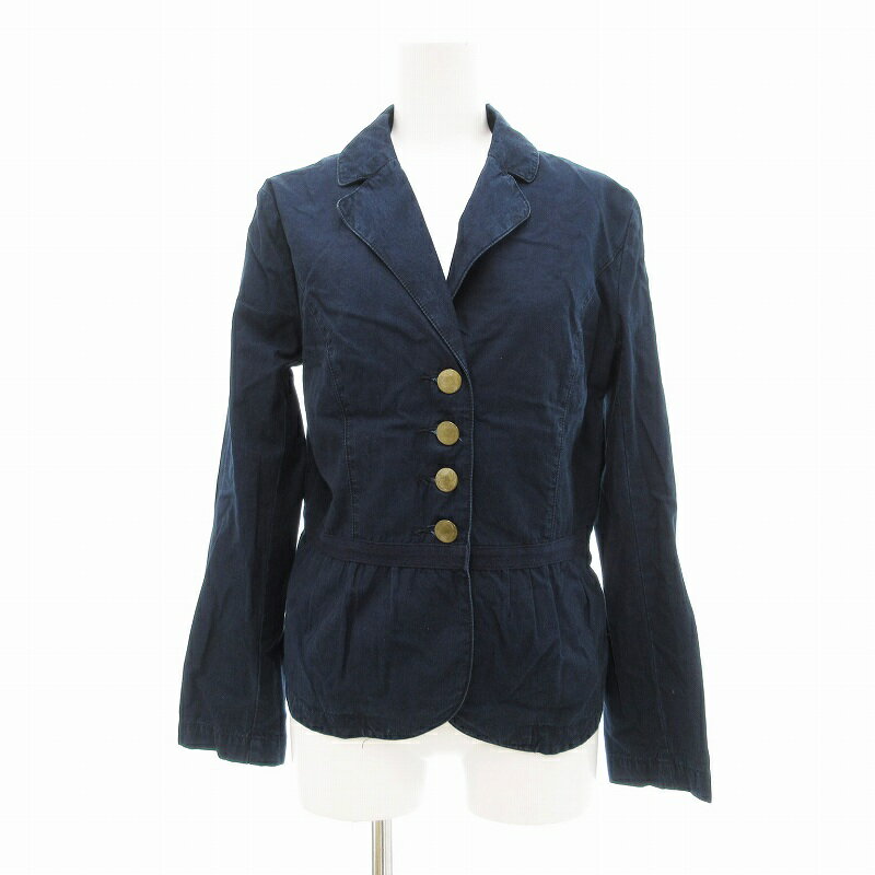 【中古】ローラアシュレイ LAURA ASHLEY シャツチュニック 長袖 ペプラム 9 M 紺 ネイビー /JS ■GY09 レディース 【ベクトル 古着】 241226