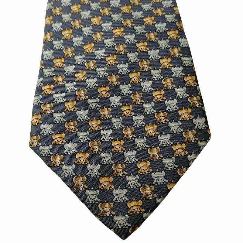 【中古】サルヴァトーレフェラガモ Salvatore Ferragamo 総柄 ネクタイ 犬柄 ドッグ シルク レギュラータイ マルチカラー ■GY09 メンズ 【ベクトル 古着】 241205