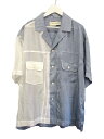 【中古】FenG CHen WANG フェンチェンワン FCW TWO TONE SHIRT FS13SHI803 ツートーンシャツ L ブルー 半袖 切替 トップス メンズ 【ベクトル 古着】 230812