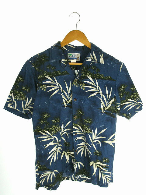 【中古】ヴィンテージ VINTAGE 90s RJC ロバートJクランシー アロハシャツ 総柄 ネイビー S ハワイ製 メンズ 【ベクトル 古着】 240708