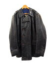 【中古】ヴィンテージ VINTAGE 40s スウェーデン軍 レザー コート ゴートスキン ダブルブレスト EURO ミリタリー ブラック メンズ 【ベクトル ...