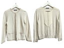 【中古】アクアスキュータム AQUASCUTUM アンサンブル ニット カーディガン 8 10 ウール シルク 絹 ベージュ 長袖 トップス レディース 【ベクトル 古着】 241208