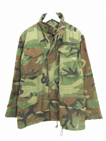 【中古】ヴィンテージ VINTAGE U.S.ARMY U.S.AF 80s M-65 フィールドジャケット ウッドランドカモ 迷彩 ミリタリージャケット S-...