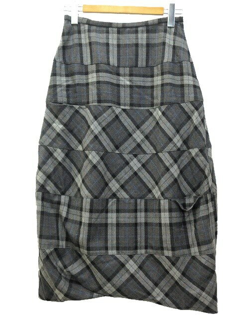【中古】イム センソユニコ i＋mu Senso Unico スカート チェック バルーン 40 グレー系 ボトムス ウール レディース 【ベクトル 古着】 250118