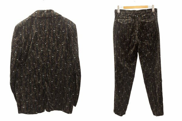 【中古】コムデギャルソンオムプリュス COMME des GARCONS HOMME PLUS ベロア ストライプ セットアップ L ブラウン ブラック ジャケット パンツ ボトムス 上下セット メンズ 【ベクトル 古着】 250205