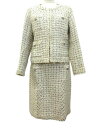 【中古】インゲボルグ INGEBORG ファンシーツイード セットアップ ジャケット スカート スーツ 9号 ベージュ系 レディース 【ベクトル 古着】 250...
