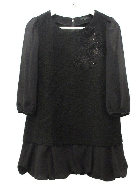 【中古】トゥービーシック TO BE CHIC スラブツイードストレッチ チュニック ブラウス 40 ブラック 黒 トップス レディース 【ベクトル 古着】 250215