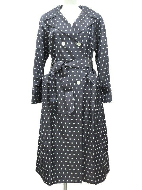 【中古】グレースコンチネンタル GRACE CONTINENTAL Class トリアセ リネン ドット コート 36 ネイビー系 紺 アウター 上着 2021SS レディース 【ベクトル 古着】 250401