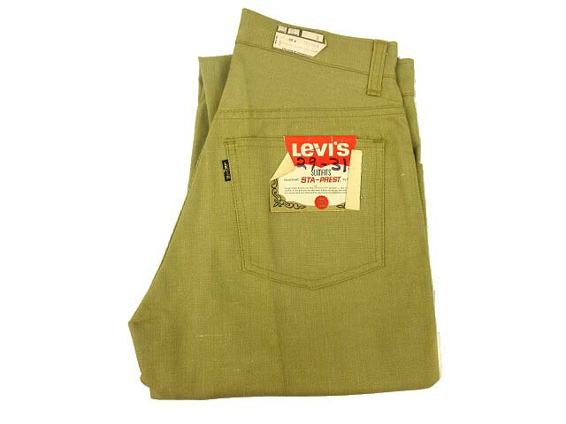 【中古】未使用品 リーバイス Levi's 60s 518 1874 スタプレ パンツ デッドストック STA-PREST スリムフィット 黒タブ ビッグE ベージュ系 メンズ 【ベクトル 古着】 250405