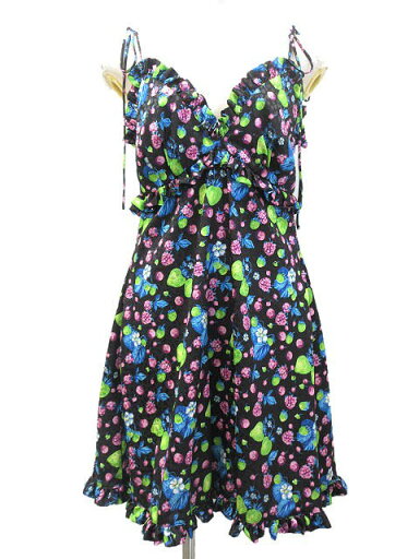 【中古】エムエスジーエム MSGM ベリー プリント ワンピース フリル 40 ブラック 黒 キャミソール レディース 【ベクトル 古着】 250406 【中古】エムエスジーエム MSGM ベリー プリント ワンピース フリル 40 ブラック 黒 キャミソール レディース 【ベクトル 古着】 250406