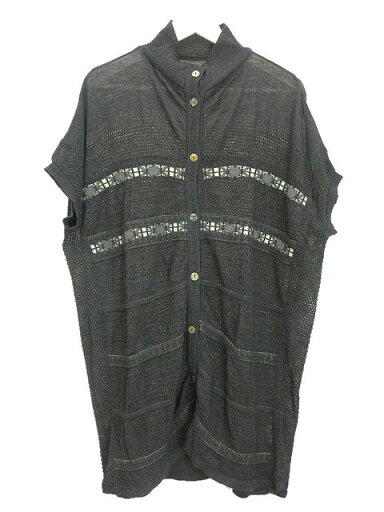 【中古】イオコムイオ io comme io ロング ニット カーディガン 半袖 40 ダークグレー系 トップス レディース 【ベクトル 古着】 250415 【中古】イオコムイオ io comme io ロング ニット カーディガン 半袖 40 ダークグレー系 トップス レディース 【ベクトル 古着】 250415
