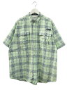 【中古】コロンビア Columbia PFG Super Bahama Short Sleeve Shirt 半袖 ボタンダウン シャツ XL 黄緑 チェック ...
