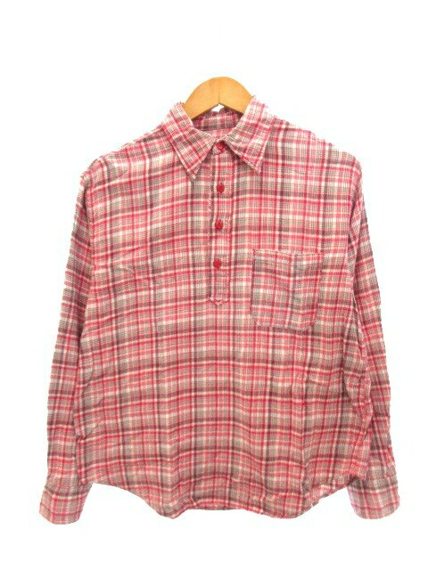 【中古】フォーティーファイブアールピーエム 45R 45rpm チェックプルオーバー シャツ 2 赤 レッド 長袖 トップス メンズ 【ベクトル 古着】 250507