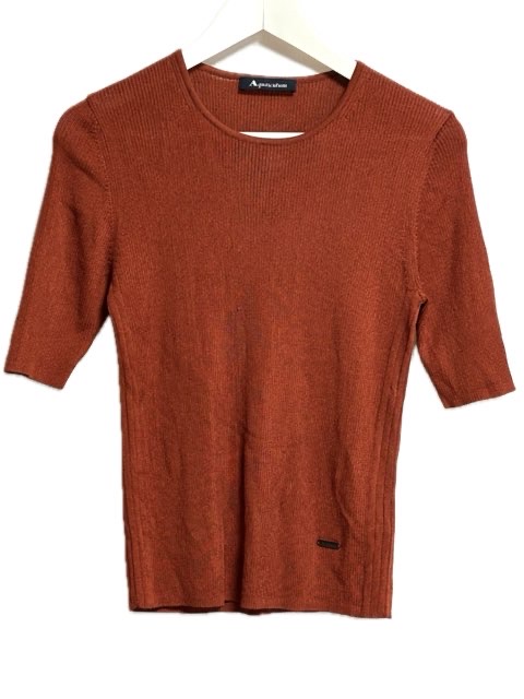 【中古】アクアスキュータム AQUASCUTUM リブニット ハーフスリーブ プルオーバー 10 赤茶 トップス レディース 【ベクトル 古着】 250523