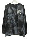 【中古】レフラー LEFLAH ロンT 長袖 Tシャツ 総柄 タイダイ ブラック系 ブルー系 丸首 クルーネック 綿 コットン L トップス メンズ 【ベクトル 古着】 250513