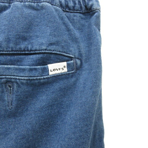 デニムパンツ メンズ カーキ アイボリー ゆったり ワイド ストレート ロング丈 ウエストゴム イージー マルチポケット コットン 綿 カジュアル ワーク 普段使い 秋冬