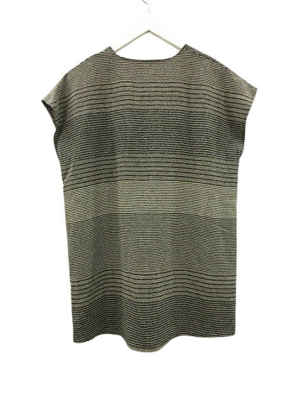【中古】シセンドウ 詩仙堂 HITOSHI TAMURA ちりめん 縮緬 チュニック ノースリーブ ボーダー トップス 深緑 ベージュ系 レディース 【ベクトル 古着】 250821