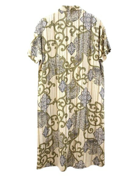 【中古】シセンドウ 詩仙堂 HITOSHI TAMURA ちりめん 絽縮緬 ワンピース チュニック ベージュ プリント 半袖 レディース 【ベクトル 古着】 250821
