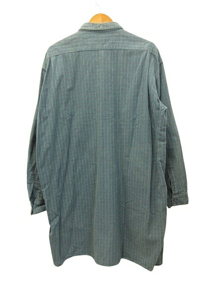 【中古】ヴィンテージ VINTAGE L.M.A ユーロ グランパシャツ 長袖 プルオーバー チェック マチ付き グリーン メンズ 【ベクトル 古着】 250828