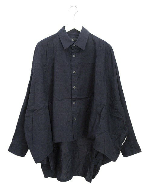 【中古】ワイズ Y's BORN PRODUT THIN COTTON TWILL DOUBLE FRONT ORVERSIZED SHIRT オーバーサイズ シャツ 2 ネイビー 紺 トップス 2024AW ヨウジヤマモト レディース 【ベクトル 古着】 250908