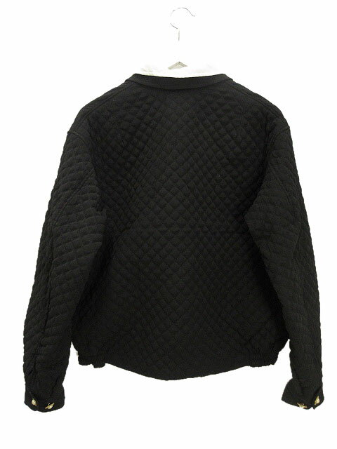 【中古】インゲボルグ INGEBORG キルティング ジャケット ノーカラー リボン パールボタン ブラック 黒 アウター 上着 レディース 【ベクトル 古着】 250921
