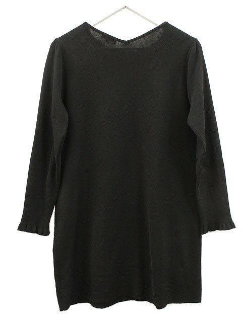 【中古】トゥービーシック TO BE CHIC ニット チュニック 40 ブラック 黒 フリル スパンコール リブ 長袖 レディース 【ベクトル 古着】 251002
